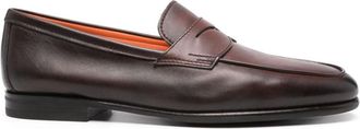 Santoni Carlos loafers - men - Rubber/Calf Leather/Calf Leather - 8 1/2 - Brown