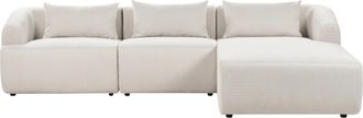Beliani Sof&aacute; Esquinero Minimalista Moderno Izquierdo Tapizado De Tela Cojines Adicionales 3 Plazas Beige Svansele