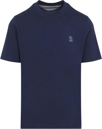 Brunello Cucinelli Navy Blue Crew Neck T-Shirt