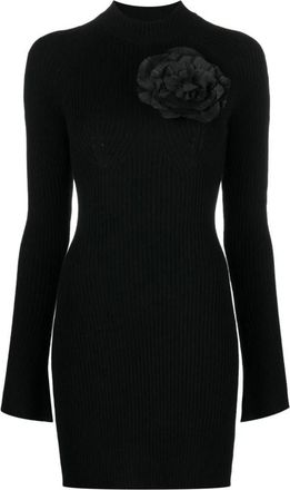 Blumarine Gebreide Jurk met Bloemdetail - Dames - Kleedjes - Zwart - M - Kleedjes