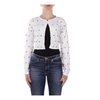 John Richmond Cardigans, female, White, Size: XL Button-front Logo Cardigan