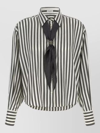Brunello Cucinelli striped silk shirt with removable scarf