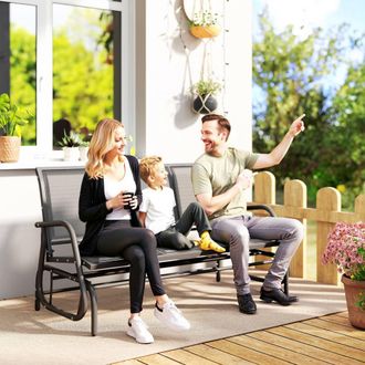 OUTSUNNY 3-Seat Glider Rocking Chair for 3 People Garden Bench Grey