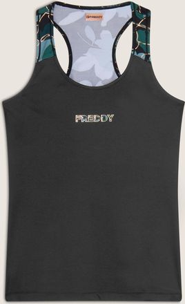 Freddy Tanktop FREDDY TankTops F4WSFK4, Damen, Gr. XL, schwarz (schwarz, all flow gr&uuml;n, bronze), Obermaterial: 94% Polyester PES. 6% Elasthan EL., Tops Tankt