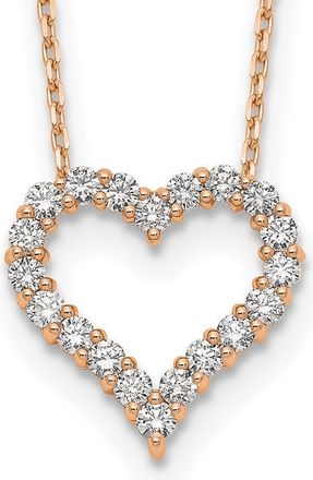 Diamond2Deal 14k Gold 1 Ct Lab Grown Diamond Open Heart Pendant Necklace 18 Clarity VS, Color D-E
