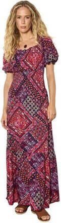 Apricot Maxi Tierred Scarf Printed Dress in Purple at Nordstrom, Size X-Large
