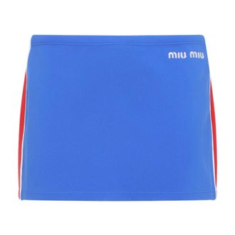 Miu Miu Rokken, Dames, Blauw, M, Technische Minirok van Garen