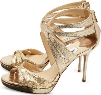 Jimmy Choo London glitter strappy sandals - Gold