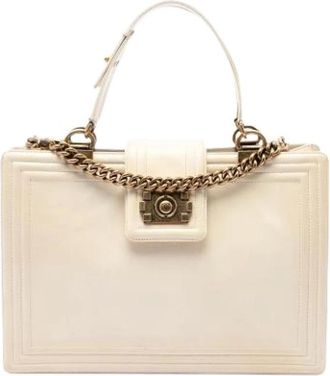 Chanel Pre-owned Vintage Satchel - Dames - Vintage Handtas - Wit - ONE Size - Leer - Vintage