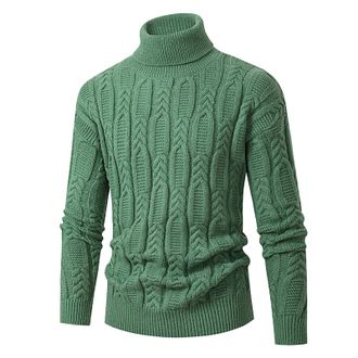 Generic Mens Jumpers High Role Neck Pullover Sweater Basic Turtleneck Jumper Slim Fit Winter Chunky Knitted Sweaters Long Sleeve Tops Fisherman Weave Activewe