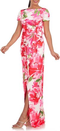 Kay Unger Franca Floral Column Gown in Hibiscus at Nordstrom, Size 4