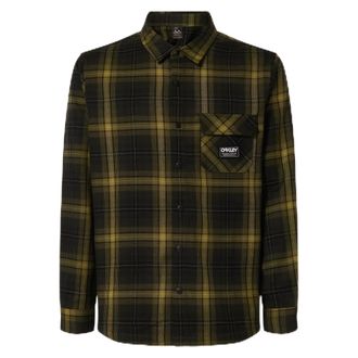 Oakley Mens Woven Shirt, Black/Fern Check, Medium