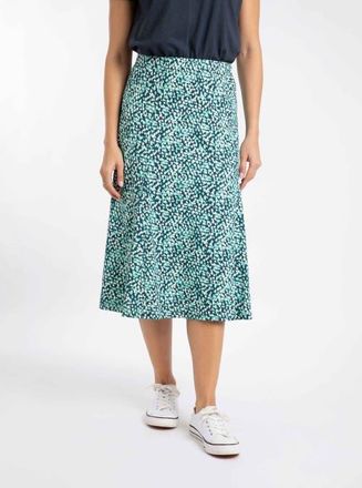 Weird Fish Romaro Printed Jersey Midi Skirt in Deep Teal at Nordstrom, Size 16