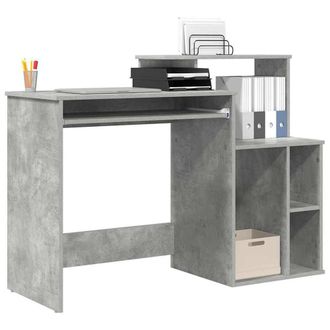 Berkfield Home Modern Desk with Storage Concrete Grey 120.5x44x88.5 cm Engineere