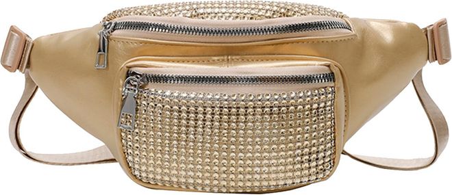 PU Leather Fanny Pack Belt Bag with Adjustable Strap Chest Bag for Women (Black)