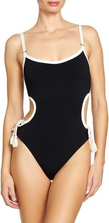 Robin Piccone Tierna Cutout One-Piece Swimsuit in Black/Cream at Nordstrom, Size 10