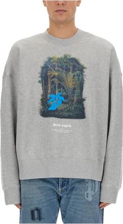Palm Angels Hunting In The Forest Sweatshirt - Heren - Sweatshirts - Grijs - L - Katoen - Hoodies & sweatvesten