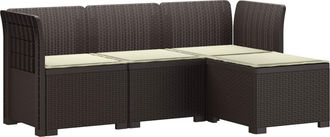 vidaXL Sof&aacute; De Jard&iacute;n Para 4 Personas Con Cojines Y Dise&ntilde;o De Rattan Vidaxl