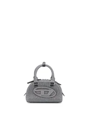 Diesel 1DR Dome - Small bowling bag in crystal Lurex - Crossbody Bags - Woman - Black