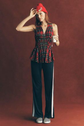 Maeve Waisted Zip-Front Sleeveless Top