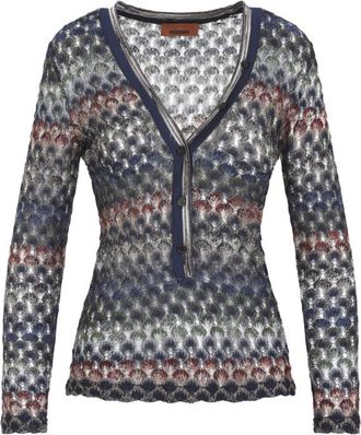 Missoni Grey Knitted V Neck Sweater