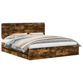vidaXL Estructura De Cama Roble Ahumado Madera Ingenieril Vidaxl