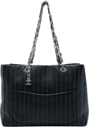 Chanel Pre-owned Vintage Schoudertas met Kettingband - Dames - Vintage Shopper - Zwart - ONE Size - Leer - Vintage