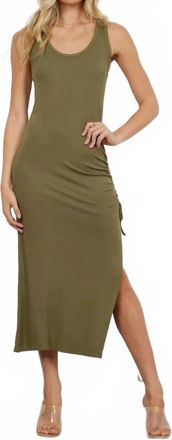 La Made Side Ruching Dress In Moss