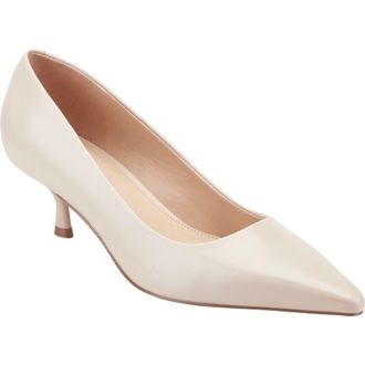 Marc Fisher Calynna Pointed Toe Kitten Heel Pump in Light Natural at Nordstrom, Size 9.5