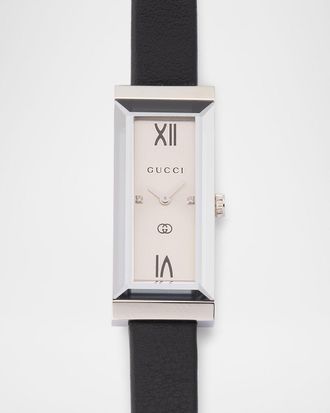Gucci 14x34mm G-Frame Small Rectangular Watch with Leather Strap