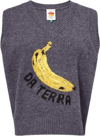 Farm Rio Womens Da Terra Knit Grey Banana Vest, Grey