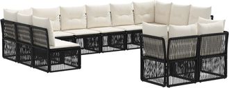 vidaXL Conjunto De Sof&aacute;s De Jard&iacute;n 12 Uds. Negro Rat&aacute;n Sint&eacute;tico Vidaxl