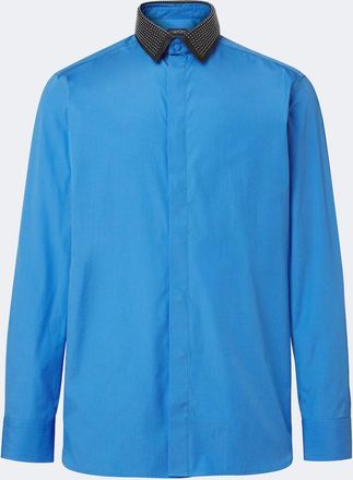 Tom Ford Leather-trimmed studded cotton poplin shirt