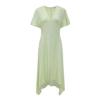 Stella McCartney Stella McCartney, Midi Dresses, female, Green, Size: S Satin V-neck Dress