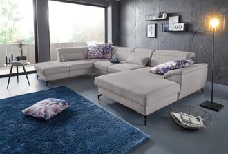 Sit&more Wohnlandschaft »Percy U-Form« 12 cm Fusshöhe, Sitztiefenverstellung, wahlweise in 2 Fussfarben