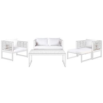 Beliani Beliani - Conjunto De Fundas De Coj&iacute;n Para Exterior Cojines De Asiento Y Respaldo Blanco Crema Bermuda