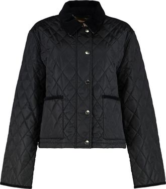 Burberry Cropped Nylon Gewatteerd Jack - Dames - Zomerjassen - Zwart - M - Nylon - Jassen