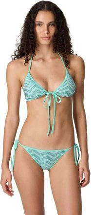Missoni Triangle Mesh Bikini With Zigzag Pattern And Sequins in Light Blue at Nordstrom, Size 42 It