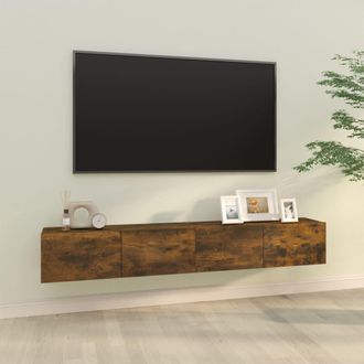 vidaXL Vidaxl - Muebles De Pared De Tv 2 Uds Madera Roble Ahumado 100x30x30 Cm