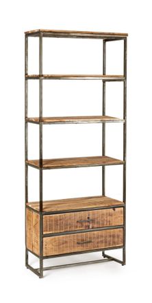 Konte Design Librer&iacute;a de madera de acacia y acero 73x35x190 cm