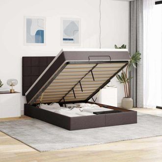 vidaXL Vidaxl - Estructura Cama Otomana Colch&oacute;n Tela Marr&oacute;n Oscuro 140x190cm