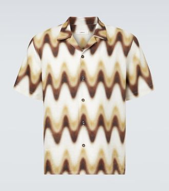 Commas Printed linen bowling shirt