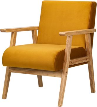 Nordlys Sill&oacute;n en madera y tejido amarillo