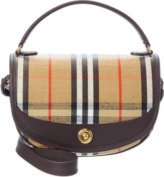 Burberry Highlands Check E-Canvas & Leather Shoulder Bag