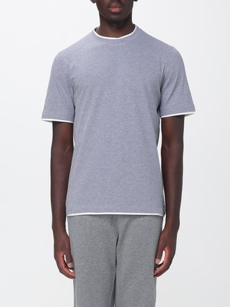 Brunello Cucinelli T-shirt girocollo in cotone con profili a contrasto