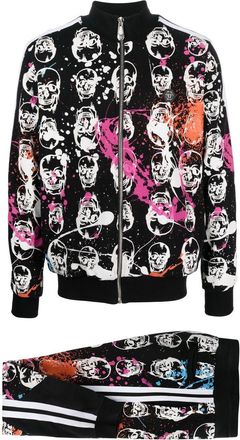 Philipp Plein skull print tracksuit - men - Cotton/Spandex/Elastane/Polyurethane/Polyester - M - Black