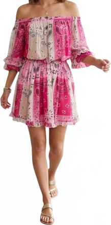 5 Progress Off The Shoulder Bandana Print Mini Dress In Light Rose