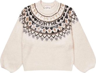 Munthe Vaffie Knit - Dames - Ronde hals truien - Beige - S - Wol - Truien & Vesten