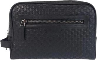 Gucci Pre-owned Microguccissima Leren Clutch - Heren - Vintage Clutch - Zwart - ONE Size - Leer - Vintage