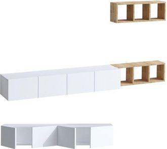 Calicosy Calicosy - Mobile tv 4 ante bianco con scaffale rovere L215 cm - pia